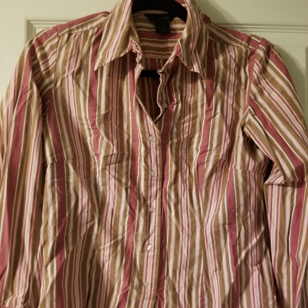 Women's pink and brown button down top